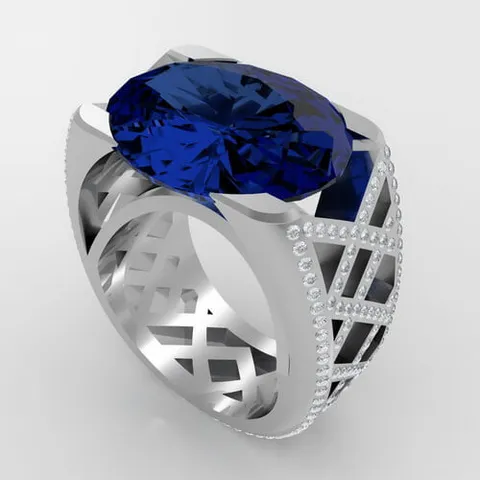 Modélisation 3D Rhino d'une bague pavée et ajourée